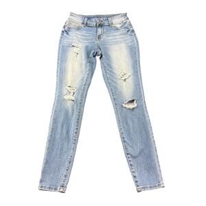 Maurices Distressed Stretch Denim Ripped Jeans Womens‎ Size S Reg Mid Wash